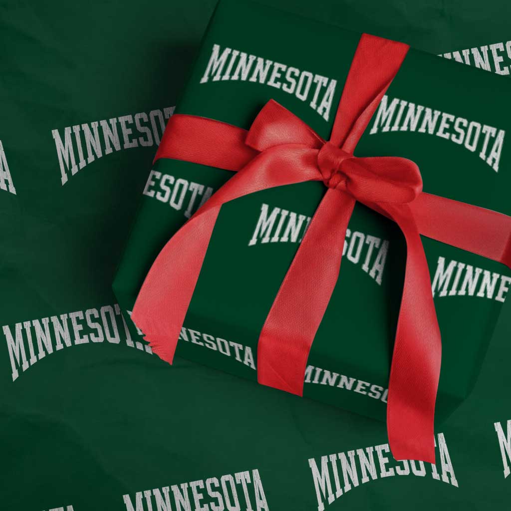 Minnesota MN State Throwback Design Vintage Wrapping Paper Roll TS11 Green Print Your Wear