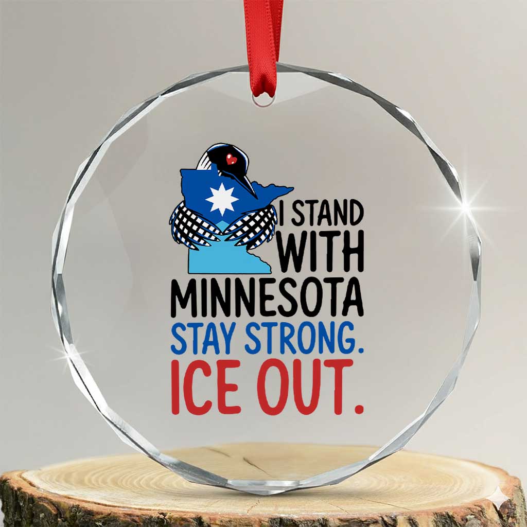 Minnesota Pride Common Loon Crystal Glass Ornament Stand With Minnesota Ice Out TS12 Transparent Glass 3'' Circle Print Your Wear