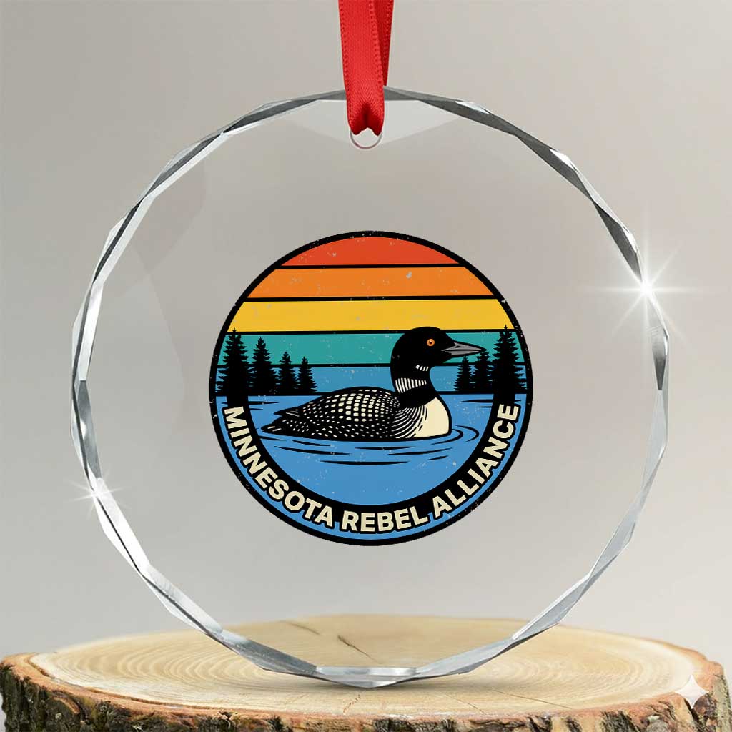 Minnesota Rebel Alliance Vintage Retro Sunset Loon Crystal Glass Ornament TS02 Transparent Glass 3'' Circle Print Your Wear