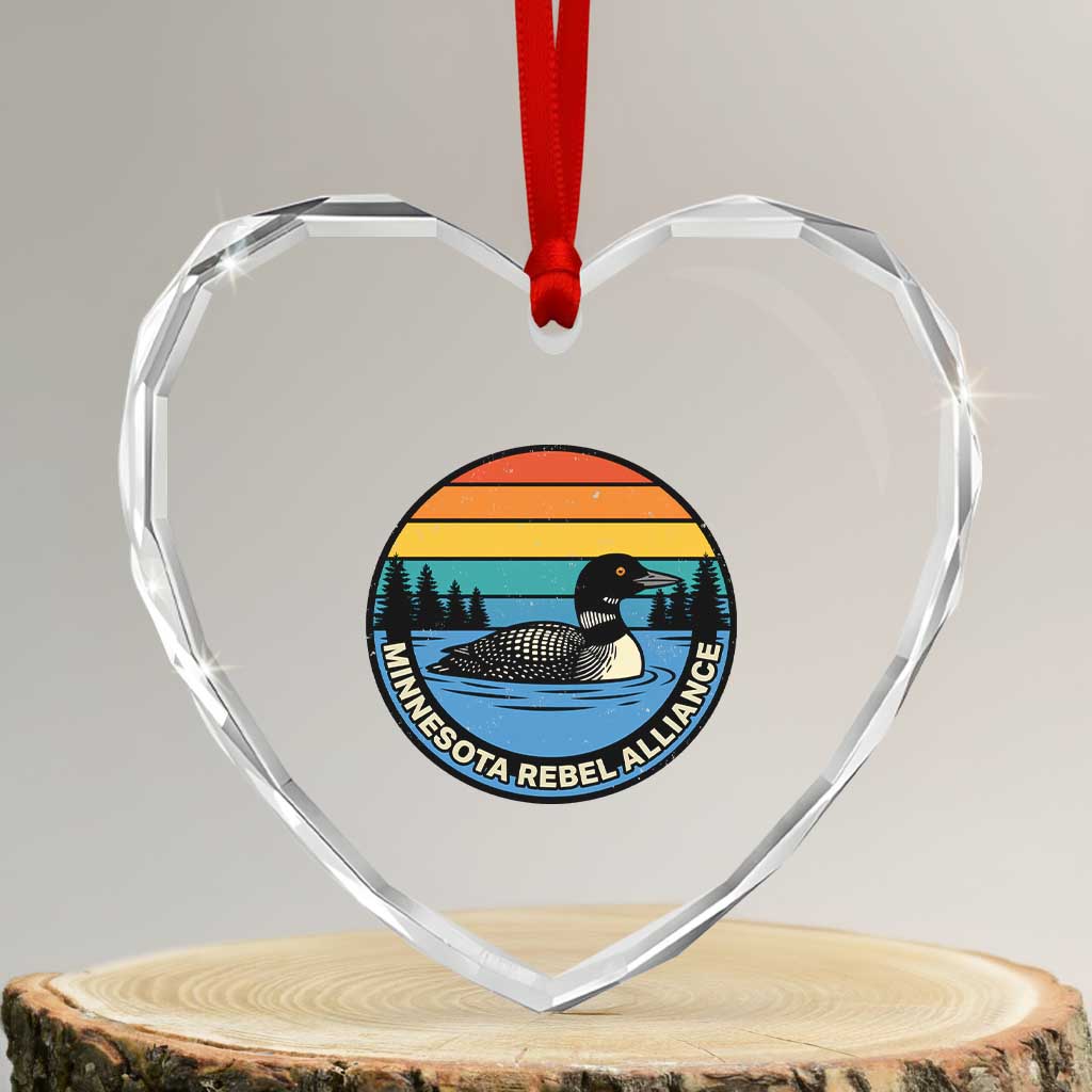 Minnesota Rebel Alliance Vintage Retro Sunset Loon Heart Crystal Glass Ornament TS02 Transparent Glass 3'' Heart Print Your Wear