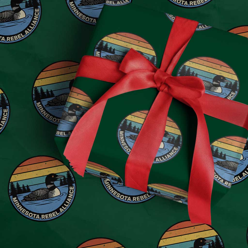 Minnesota Rebel Alliance Vintage Retro Sunset Loon Wrapping Paper Roll TS02 Green Print Your Wear