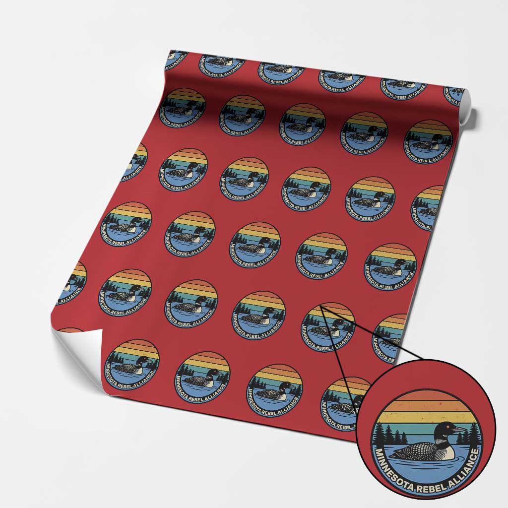 Minnesota Rebel Alliance Vintage Retro Sunset Loon Wrapping Paper Roll TS02 Red Print Your Wear