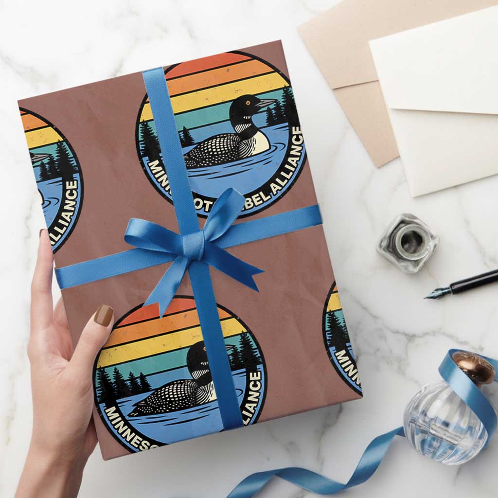 Minnesota Rebel Alliance Vintage Retro Sunset Loon Wrapping Paper Roll TS02 Mocha Print Your Wear