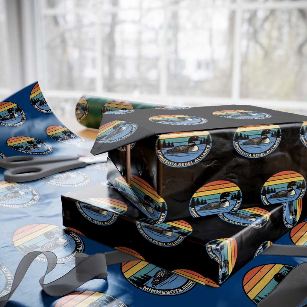 Minnesota Rebel Alliance Vintage Retro Sunset Loon Wrapping Paper Roll TS02 Black Print Your Wear