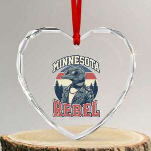 Minnesota Rebel Grumpy Loon Heart Crystal Glass Ornament Retro Vintage Politcal Resistance TS02 Transparent Glass 3'' Heart Print Your Wear