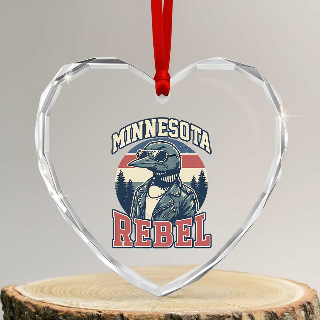 Minnesota Rebel Grumpy Loon Heart Crystal Glass Ornament Retro Vintage Politcal Resistance TS02 Transparent Glass 3'' Heart Print Your Wear