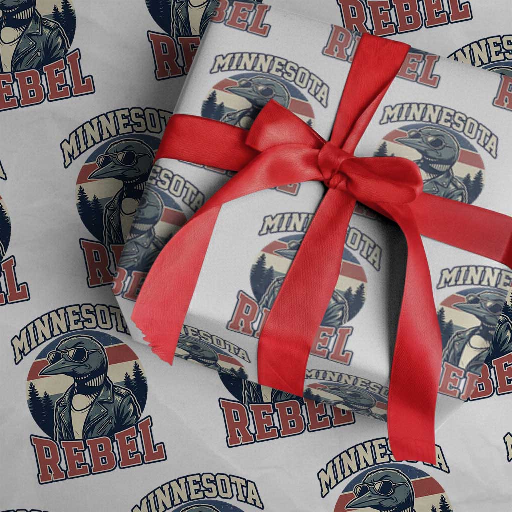 Minnesota Rebel Grumpy Loon Wrapping Paper Roll Retro Vintage Politcal Resistance TS02 White Print Your Wear