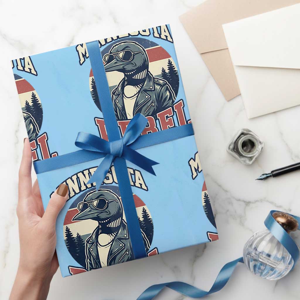 Minnesota Rebel Grumpy Loon Wrapping Paper Roll Retro Vintage Politcal Resistance TS02 Light Blue Print Your Wear