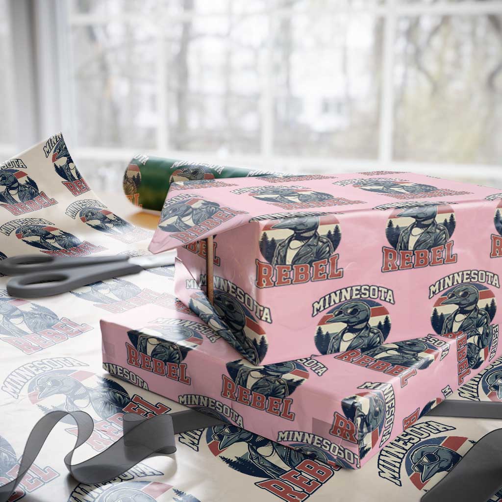 Minnesota Rebel Grumpy Loon Wrapping Paper Roll Retro Vintage Politcal Resistance TS02 Light Pink Print Your Wear