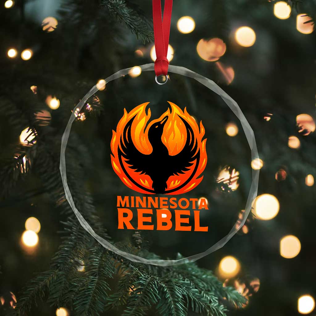 Minnesota Rebel Loon Crystal Glass Ornament Rising From Fire Political Resistance TS02 Print Your Wear