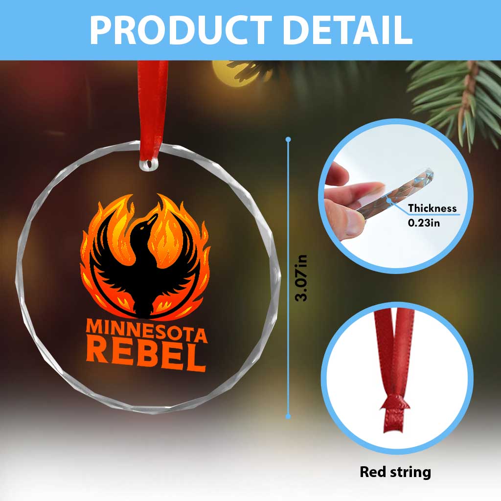 Minnesota Rebel Loon Crystal Glass Ornament Rising From Fire Political Resistance TS02 Print Your Wear