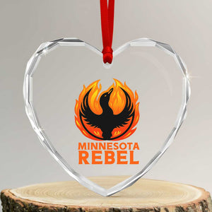 Minnesota Rebel Loon Heart Crystal Glass Ornament Rising From Fire Political Resistance TS02 Transparent Glass 3'' Heart Print Your Wear