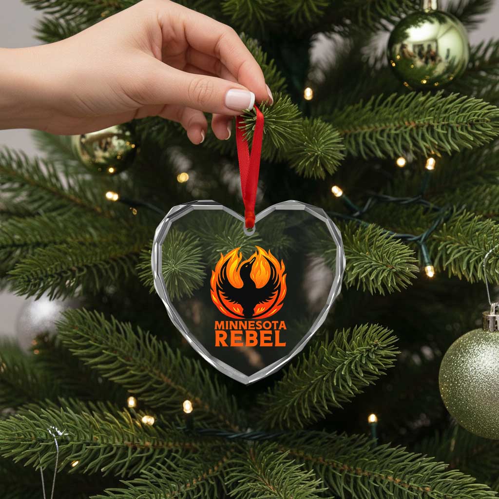 Minnesota Rebel Loon Heart Crystal Glass Ornament Rising From Fire Political Resistance TS02 Print Your Wear