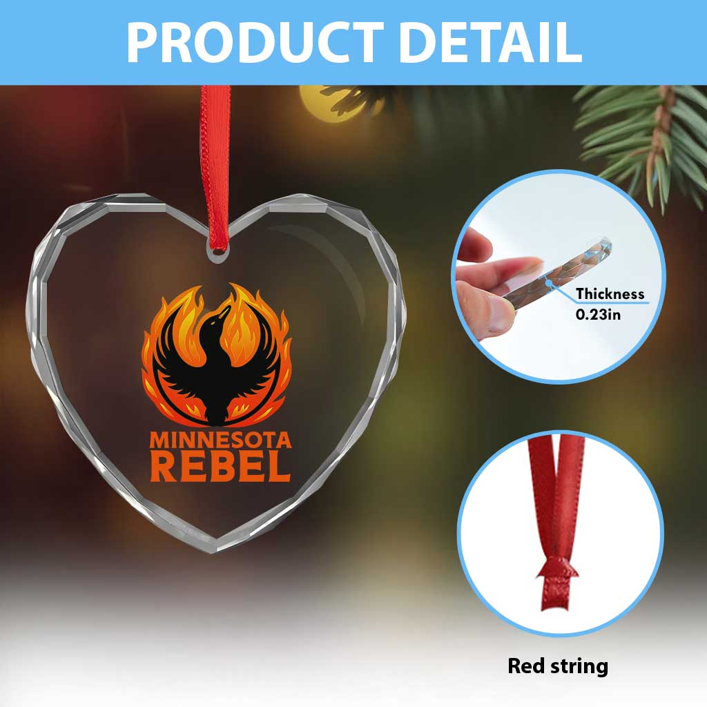 Minnesota Rebel Loon Heart Crystal Glass Ornament Rising From Fire Political Resistance TS02 Print Your Wear