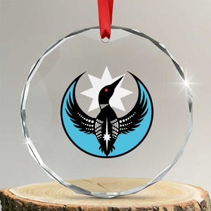 Minnesota Rebel Loon Star Emblem Crystal Glass Ornament Rebellion Symbolic Unity Graphic TS02 Transparent Glass 3'' Circle Print Your Wear