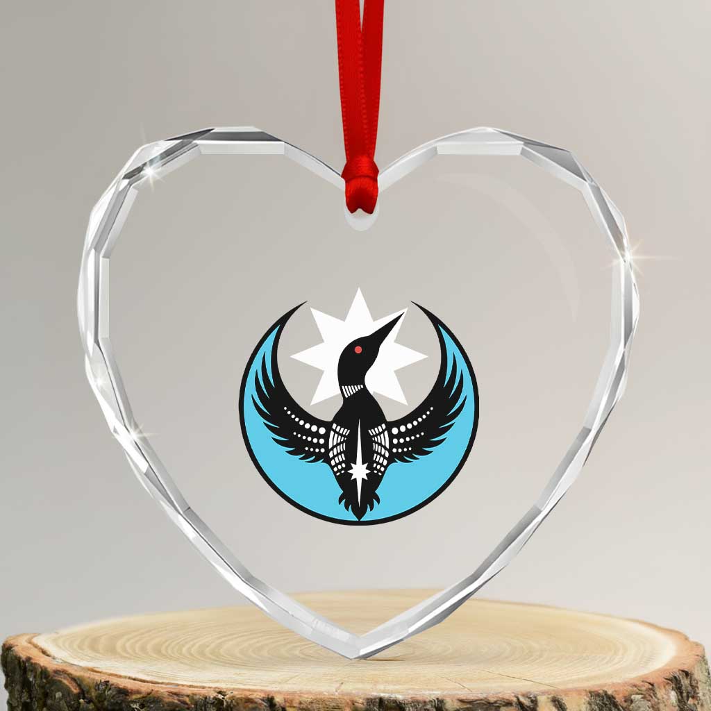 Minnesota Rebel Loon Star Emblem Heart Crystal Glass Ornament Rebellion Symbolic Unity Graphic TS02 Transparent Glass 3'' Heart Print Your Wear