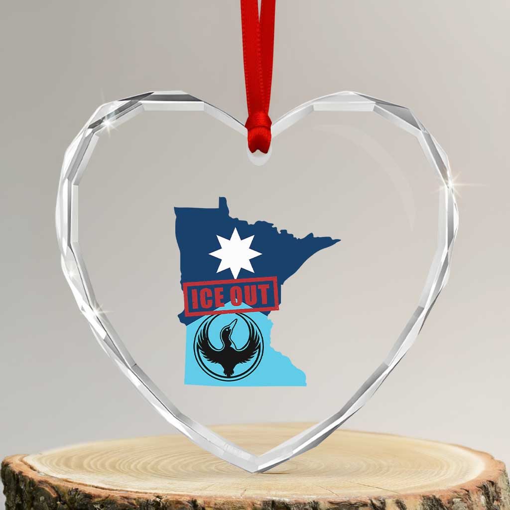 Minnesota Resist Anti ICE Immigration Protest Heart Crystal Glass Ornament Ice Out TS14 Transparent Glass 3'' Heart Print Your Wear