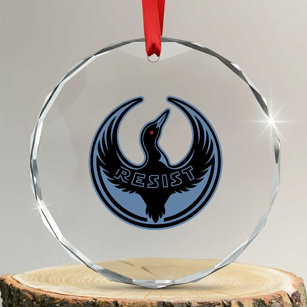 Minnesota Resist Loon Rebellion Emblem Crystal Glass Ornament TS02 Transparent Glass 3'' Circle Print Your Wear