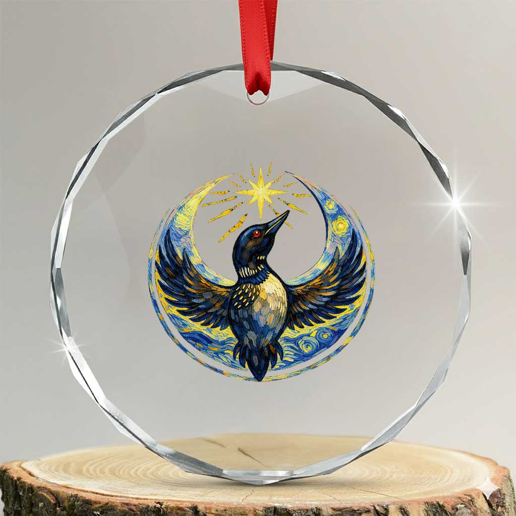 Minnesota Strong Crystal Glass Ornament Minneapolis Loon Starry Night Van Gogh TS14 Transparent Glass 3'' Circle Print Your Wear