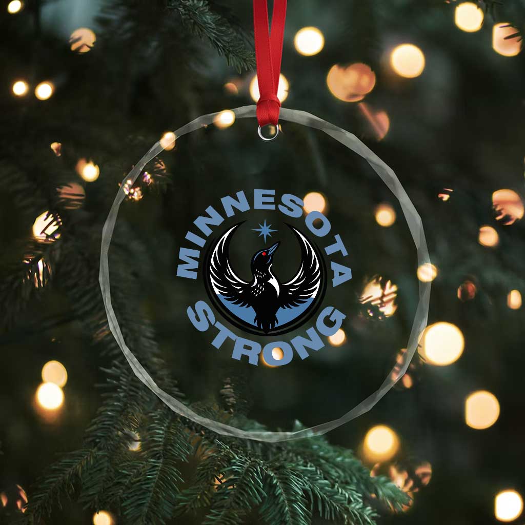 Minnesota Strong Crystal Glass Ornament MN State Bird Loon Resistance Political Protest TS14 Print Your Wear