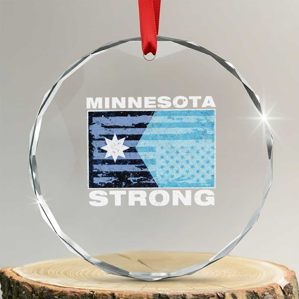 Minnesota Strong Crystal Glass Ornament MN State Flag Political Protest MN Resistance Abolish ICE TS14 Transparent Glass 3'' Circle Print Your Wear