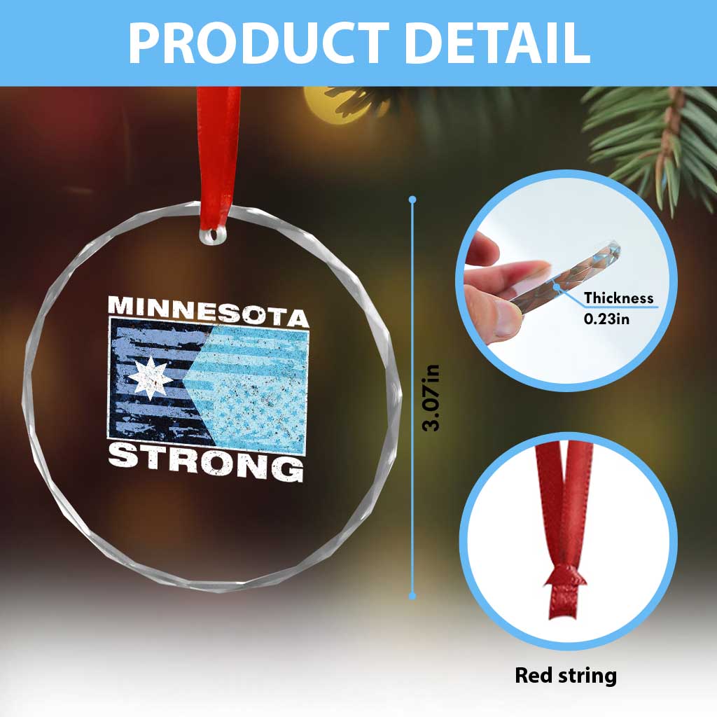 Minnesota Strong Crystal Glass Ornament MN State Flag Political Protest MN Resistance Abolish ICE TS14 Print Your Wear