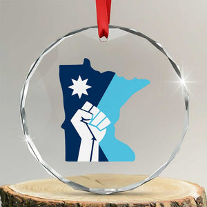 Minnesota Strong Fist Power Graphic Crystal Glass Ornament Social Justice Solidarity TS02 Transparent Glass 3'' Circle Print Your Wear