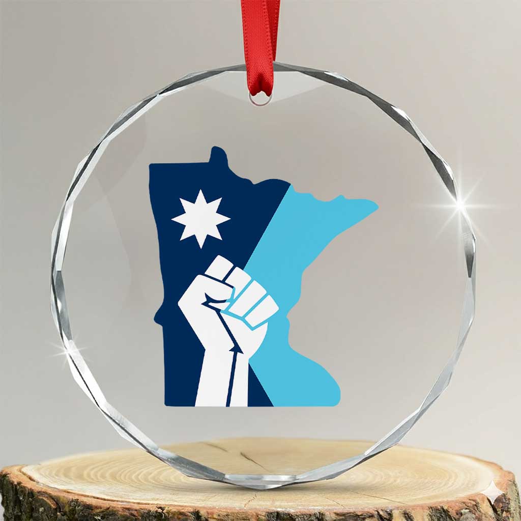 Minnesota Strong Fist Power Graphic Crystal Glass Ornament Social Justice Solidarity TS02 Transparent Glass 3'' Circle Print Your Wear