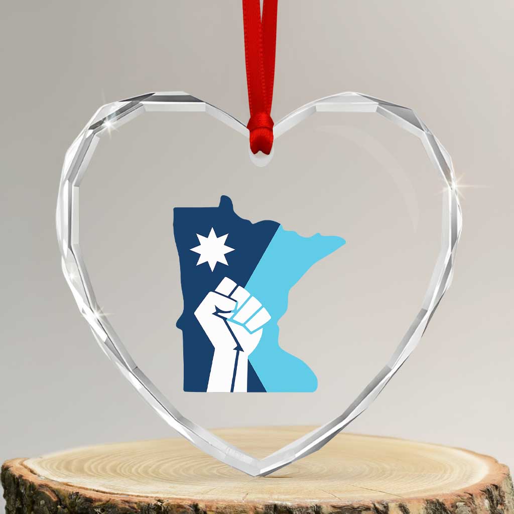 Minnesota Strong Fist Power Graphic Heart Crystal Glass Ornament Social Justice Solidarity TS02 Transparent Glass 3'' Heart Print Your Wear