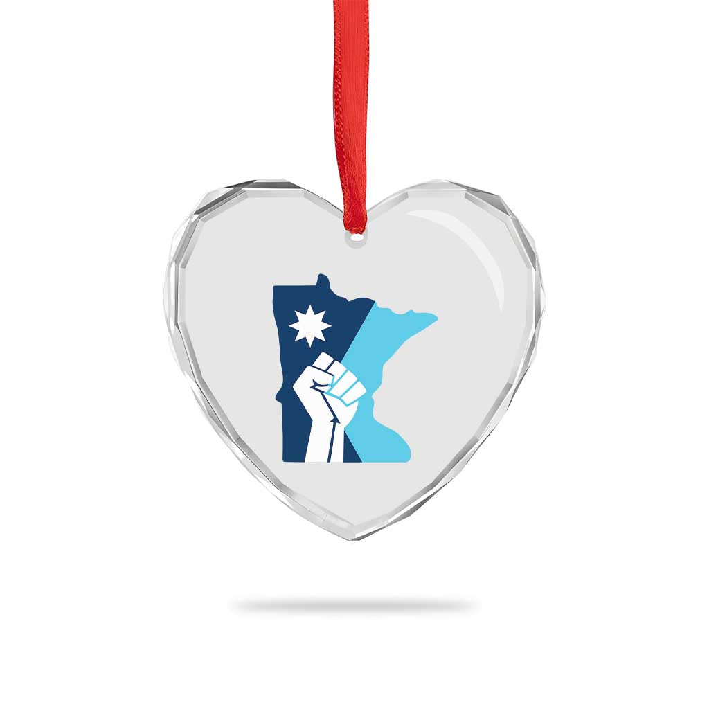 Minnesota Strong Fist Power Graphic Heart Crystal Glass Ornament Social Justice Solidarity TS02 Print Your Wear