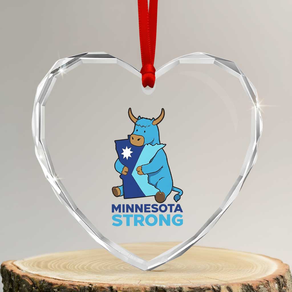 Minnesota Strong Heart Crystal Glass Ornament Blue Ox Midwest Folklore Heritage TS12 Transparent Glass 3'' Heart Print Your Wear