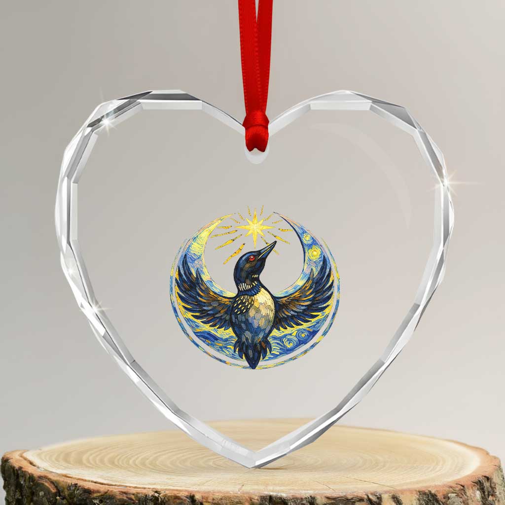 Minnesota Strong Heart Crystal Glass Ornament Minneapolis Loon Starry Night Van Gogh TS14 Transparent Glass 3'' Heart Print Your Wear