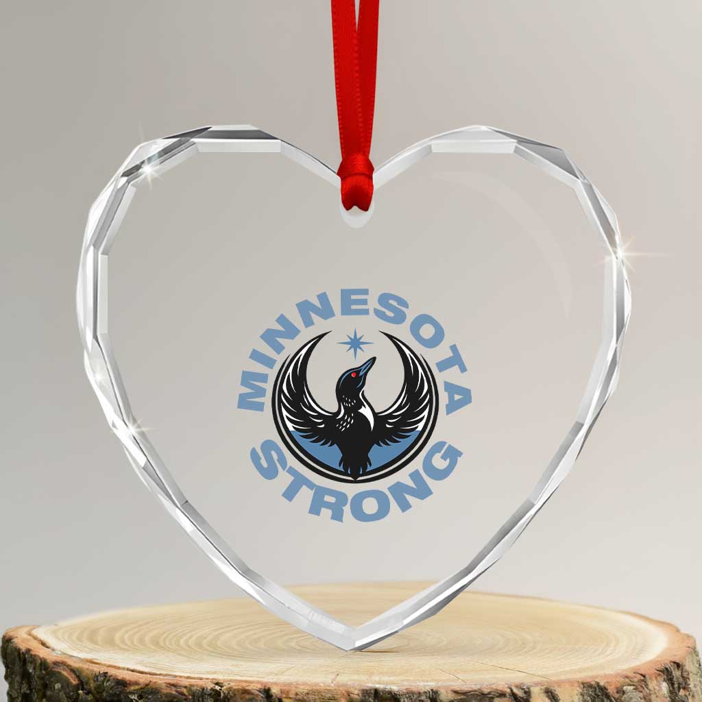 Minnesota Strong Heart Crystal Glass Ornament MN State Bird Loon Resistance Political Protest TS14 Transparent Glass 3'' Heart Print Your Wear