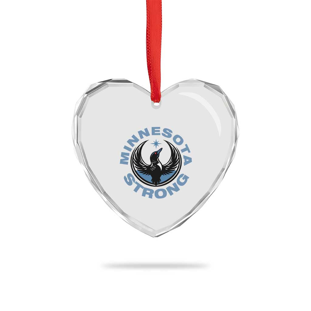 Minnesota Strong Heart Crystal Glass Ornament MN State Bird Loon Resistance Political Protest TS14 Print Your Wear