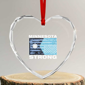 Minnesota Strong Heart Crystal Glass Ornament MN State Flag Political Protest MN Resistance Abolish ICE TS14 Transparent Glass 3'' Heart Print Your Wear