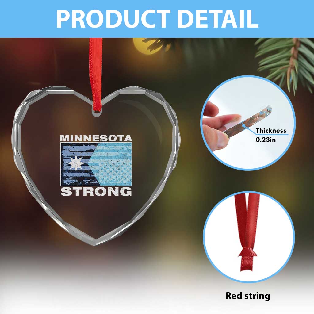 Minnesota Strong Heart Crystal Glass Ornament MN State Flag Political Protest MN Resistance Abolish ICE TS14 Print Your Wear
