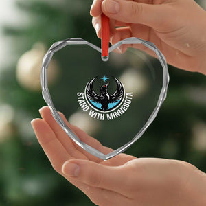 Minnesota Strong Heart Crystal Glass Ornament Stand With Minnesota Anti ICE Immigration Rights Protest TS14 Print Your Wear