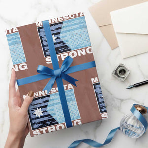 Minnesota Strong Wrapping Paper Roll MN State Flag Political Protest MN Resistance Abolish ICE TS14 Mocha Print Your Wear