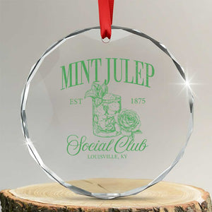 Mint Julep Social Club KY Funny Derby Cocktail Crystal Glass Ornament TS11 Transparent Glass 3'' Circle Print Your Wear