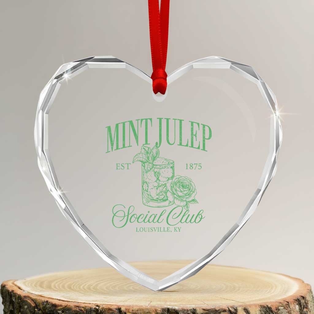 Mint Julep Social Club KY Funny Derby Cocktail Heart Crystal Glass Ornament TS11 Transparent Glass 3'' Heart Print Your Wear