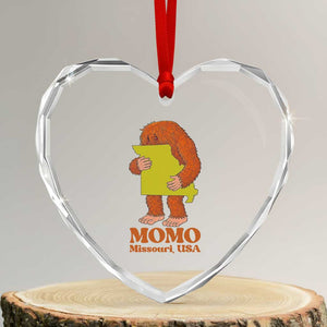 Missouri Cryptid Local Legend Heart Crystal Glass Ornament Momo The Monster Lover Graphic TS12 Transparent Glass 3'' Heart Print Your Wear