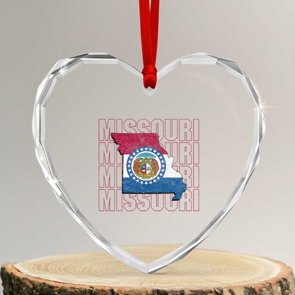 Missouri Flag Map State Distressed Heart Crystal Glass Ornament TS14 Transparent Glass 3'' Heart Print Your Wear
