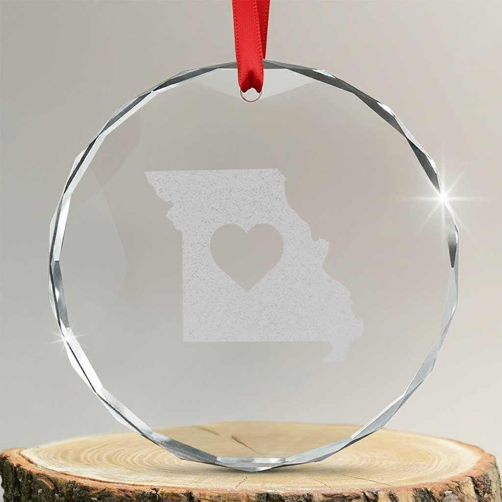 Missouri Home Distressed Missouri State Map with Heart Crystal Glass Ornament TS14 Transparent Glass 3'' Circle Print Your Wear