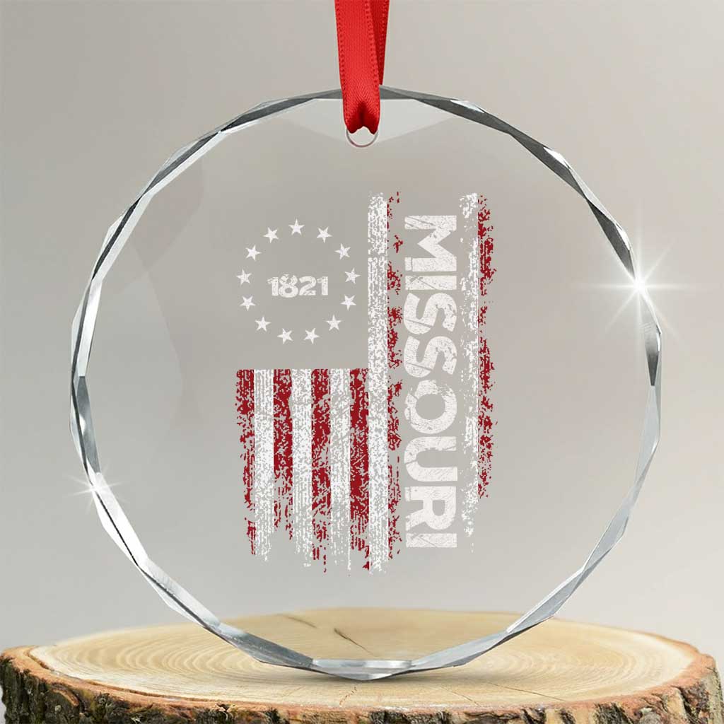 Missouri Missourian MO American Flag Established 1821 Crystal Glass Ornament TS14 Transparent Glass 3'' Circle Print Your Wear