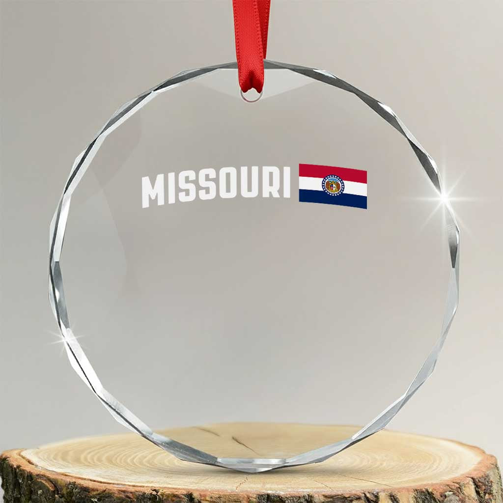 Missouri Missourian MO State Flag Crystal Glass Ornament TS14 Transparent Glass 3'' Circle Print Your Wear