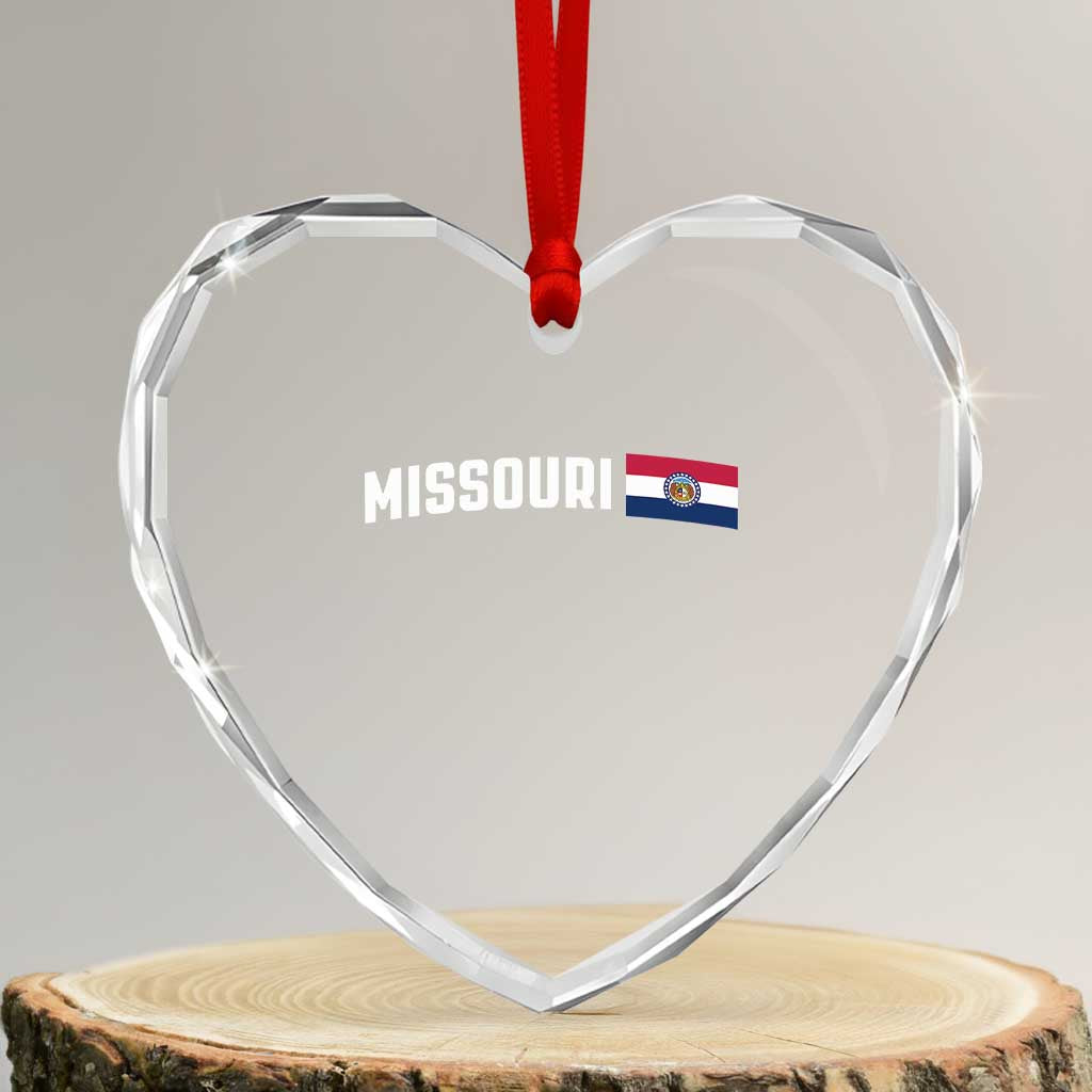 Missouri Missourian MO State Flag Heart Crystal Glass Ornament TS14 Transparent Glass 3'' Heart Print Your Wear