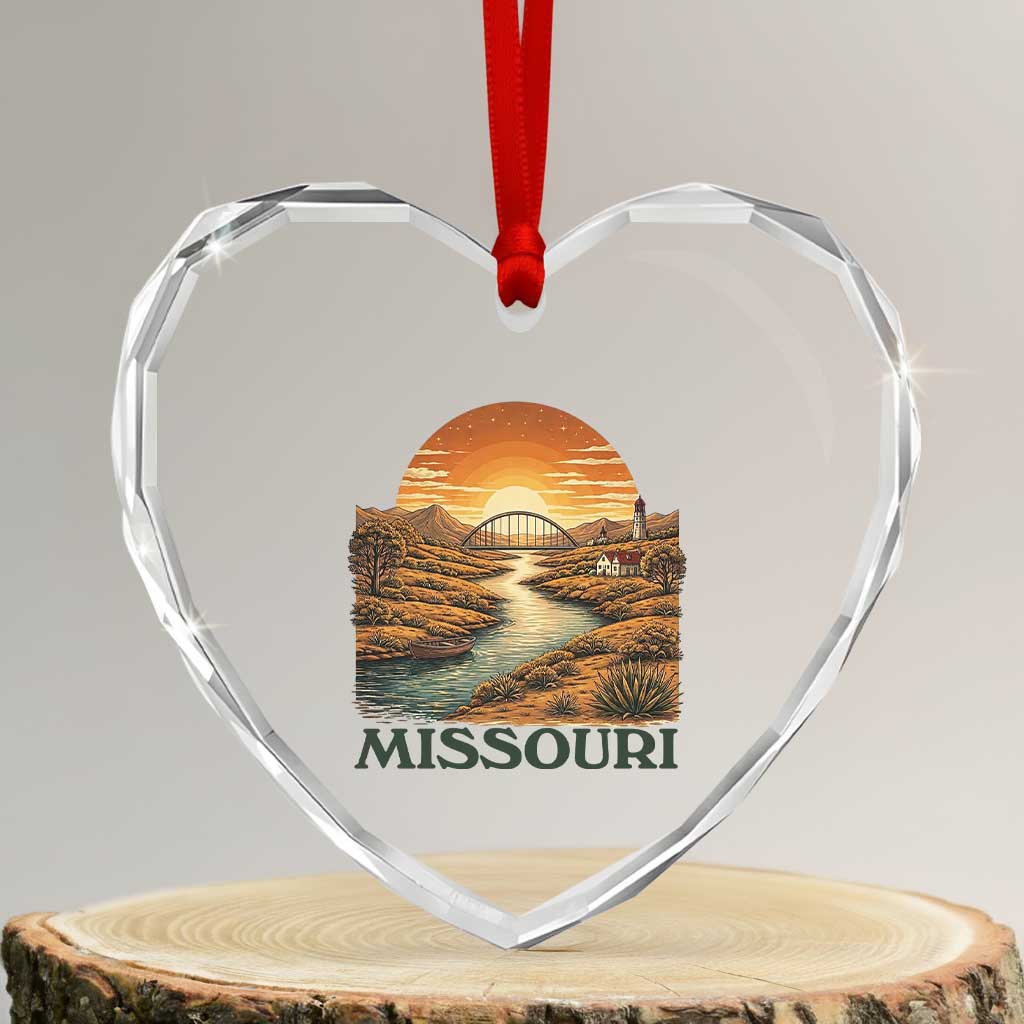 Missouri Outdoors Adventure Heart Crystal Glass Ornament The Show Me State Souvenir TS12 Transparent Glass 3'' Heart Print Your Wear