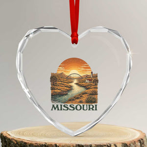Missouri Outdoors Adventure Heart Crystal Glass Ornament The Show Me State Souvenir TS12 Transparent Glass 3'' Heart Print Your Wear