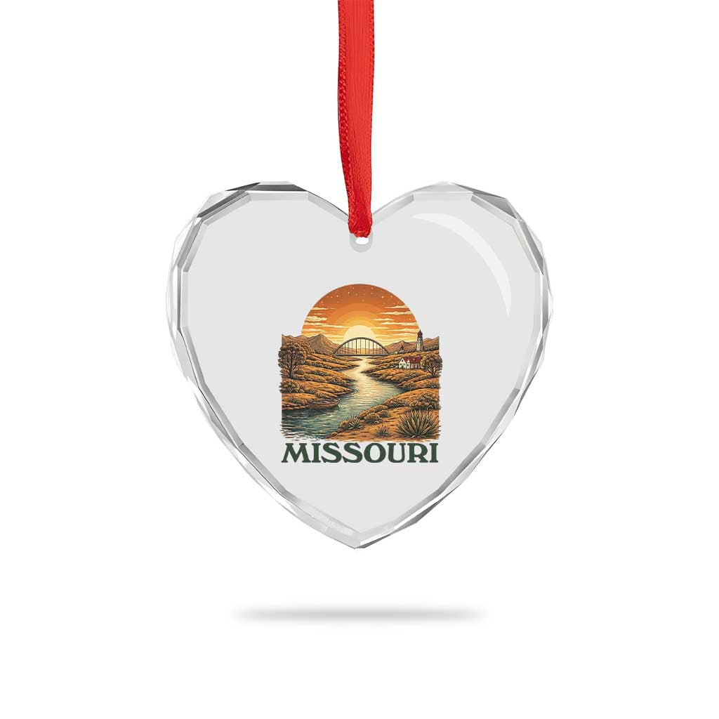 Missouri Outdoors Adventure Heart Crystal Glass Ornament The Show Me State Souvenir TS12 Print Your Wear