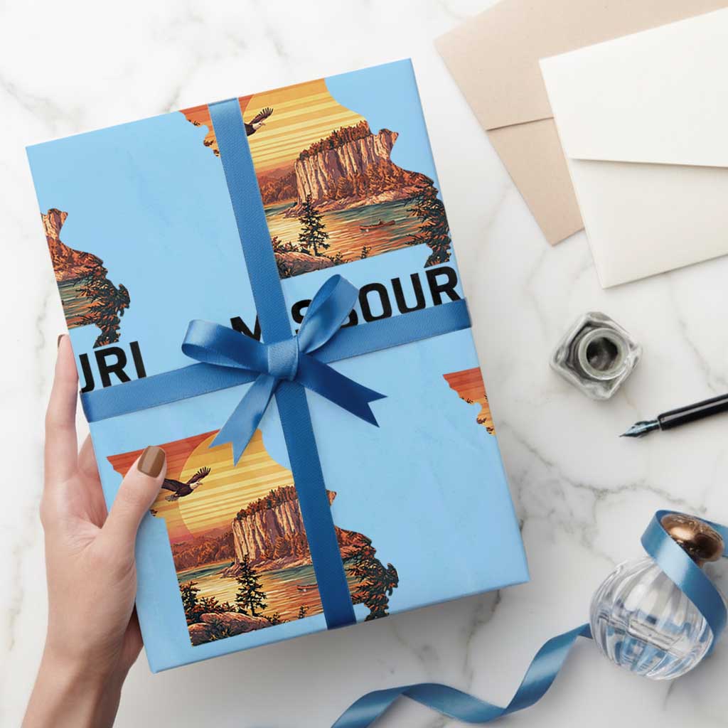 Missouri State Map Nature Travel Wrapping Paper Roll The Show Me State Pride TS12 Light Blue Print Your Wear